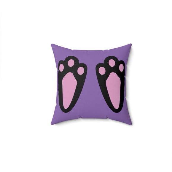 Soft and adorable purple and pink bunny feet design square pillow size 14\